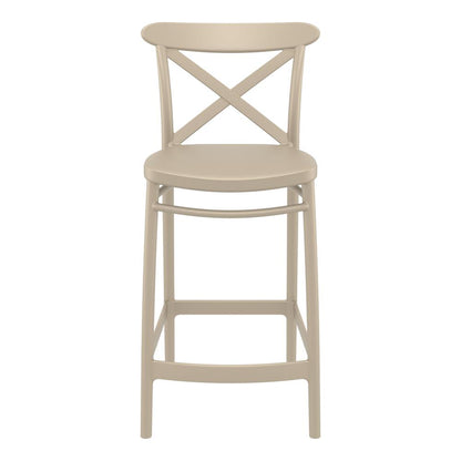 Cross Counter Stool Taupe, Set of 2