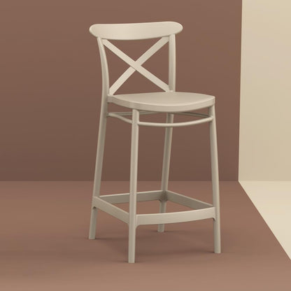 Cross Counter Stool Taupe, Set of 2