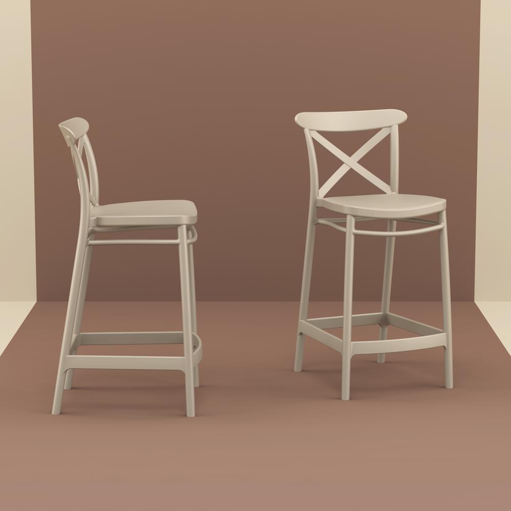 Cross Counter Stool Taupe, Set of 2