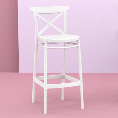 Cross Bar Stool White, Set of 2