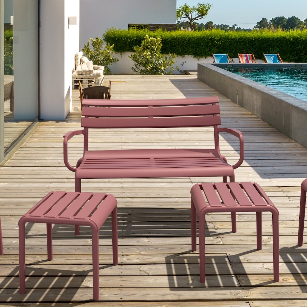 Paris Outdoor Bench Marsala