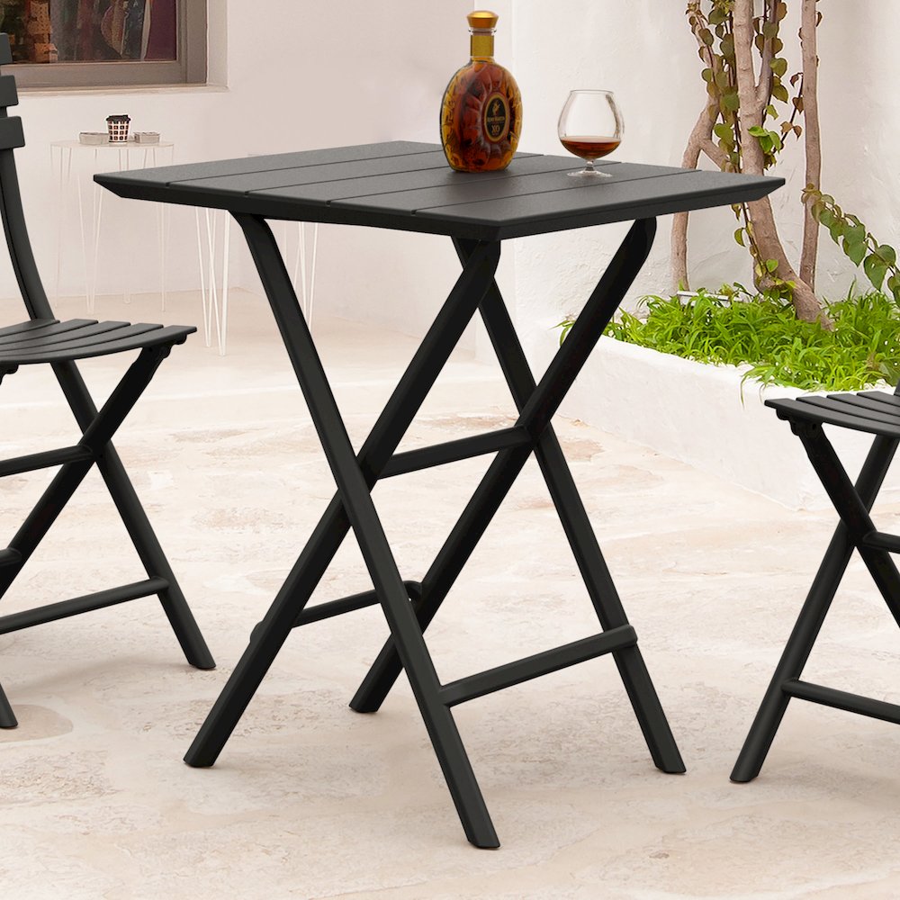 Helen Square Folding Bistro Table 24 inch Black