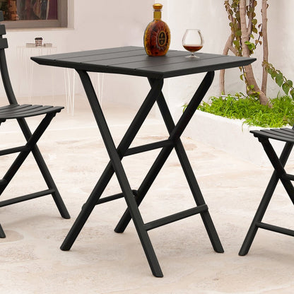 Helen Square Folding Bistro Table 24 inch Black