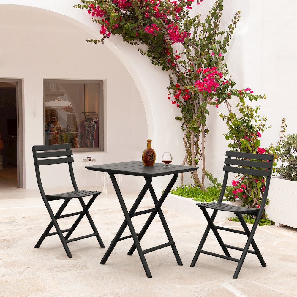 Helen Square Folding Bistro Table 24 inch Black