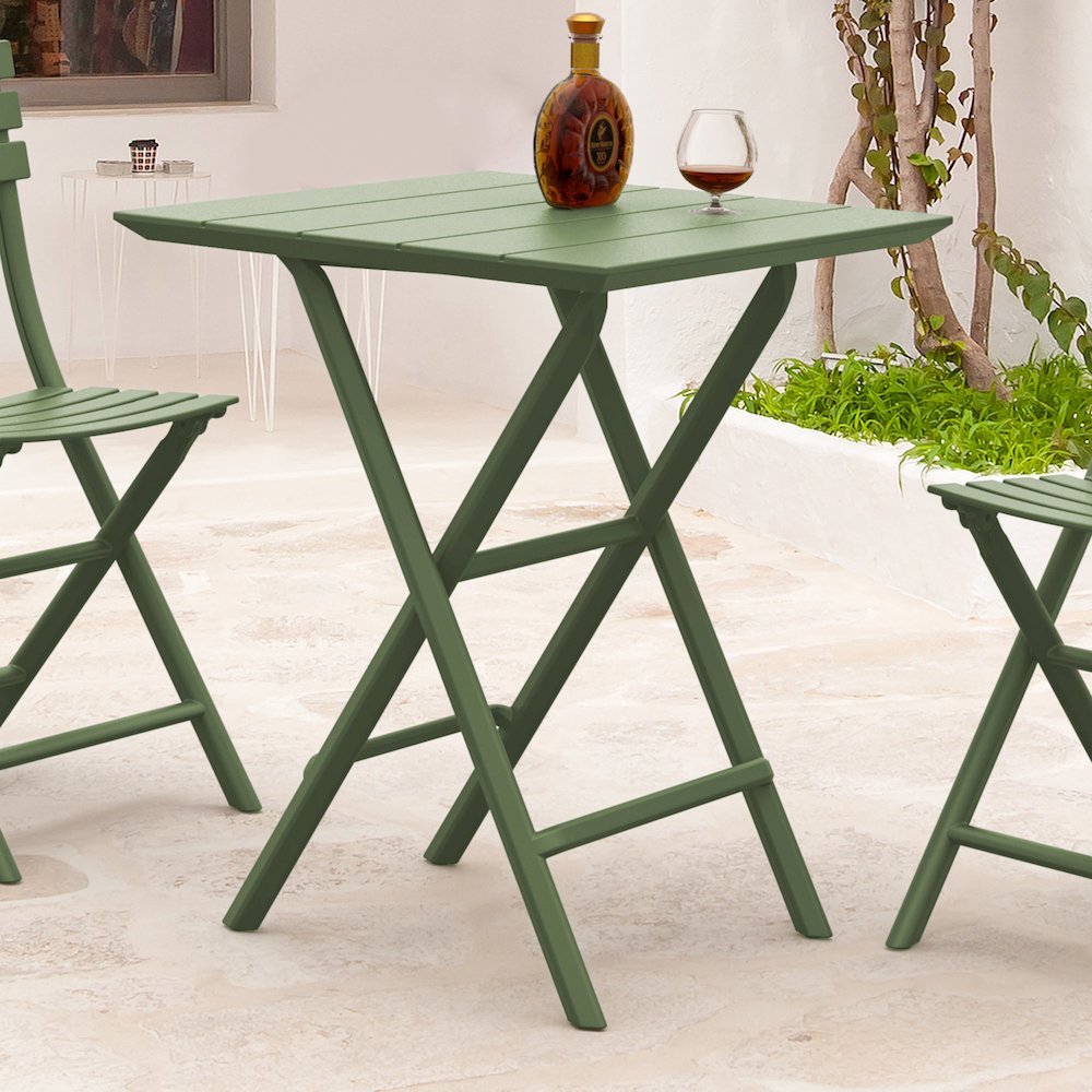 Helen Square Folding Bistro Table 24 inch Olive Green