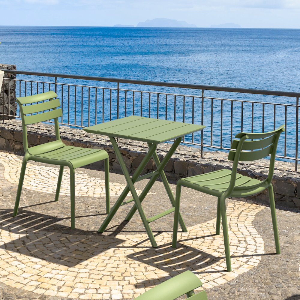 Helen Square Folding Bistro Table 24 inch Olive Green