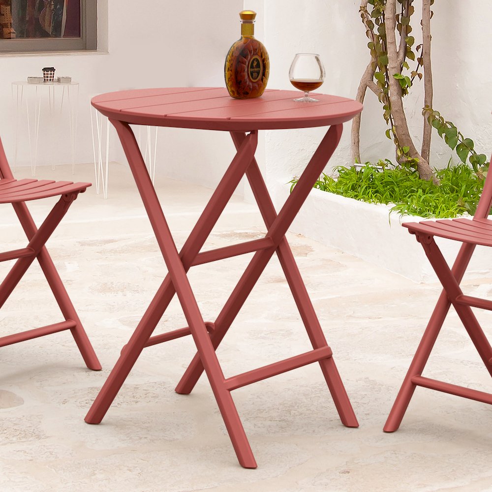 Helen Round Folding Bistro Table 24 inch Marsala