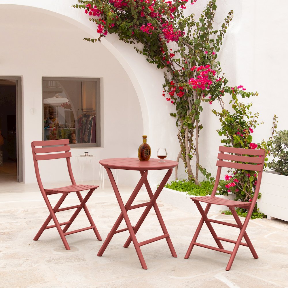 Helen Round Folding Bistro Table 24 inch Marsala