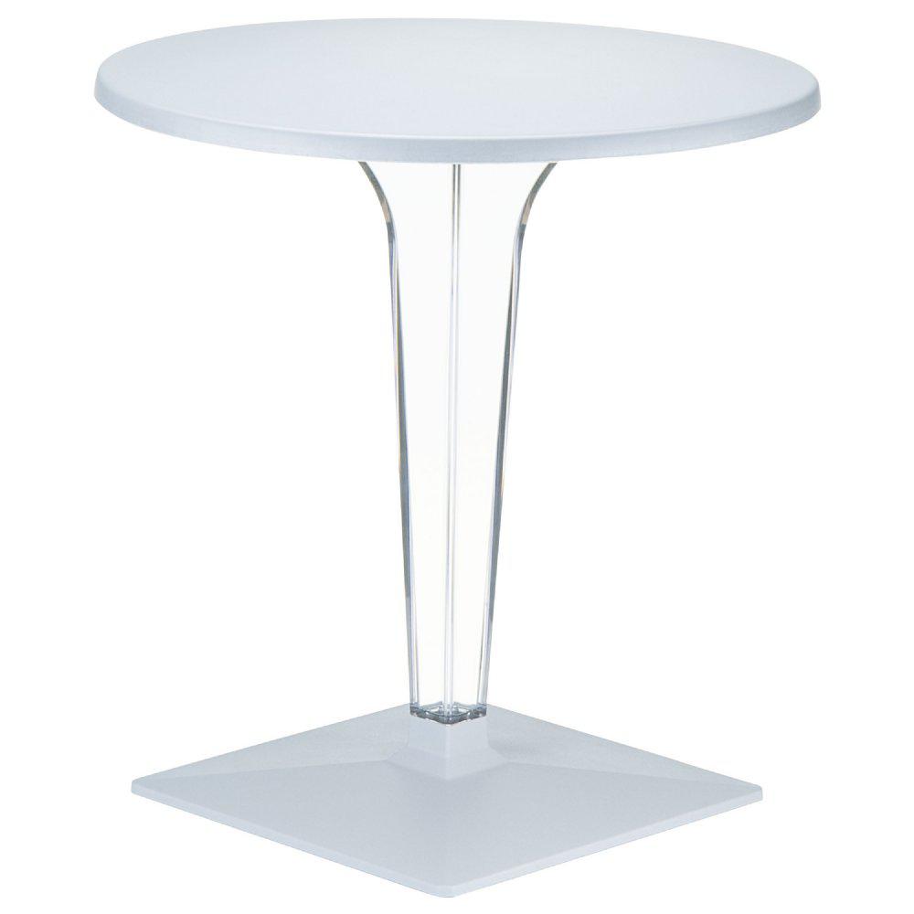 Ice Laminated Top Round Dining Table with Transparent Base 24 inch Silver