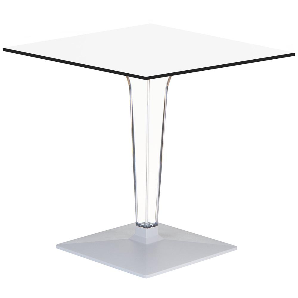 Ice HPL Top Square Table with Transparent Base 24 inch White