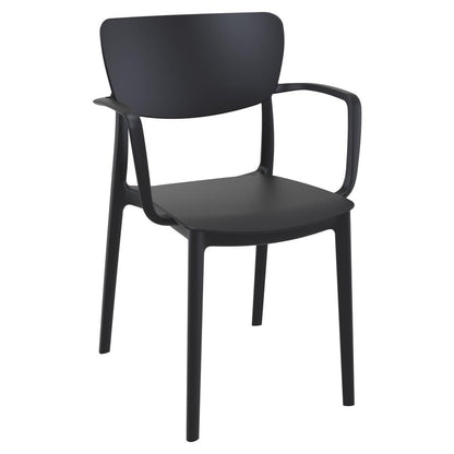 Lisa Round Dining Set with 47 inch White Table and Black Armcairs