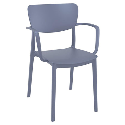 Lisa Round Dining Set with 47 inch White Table and Dark Gray Armcairs