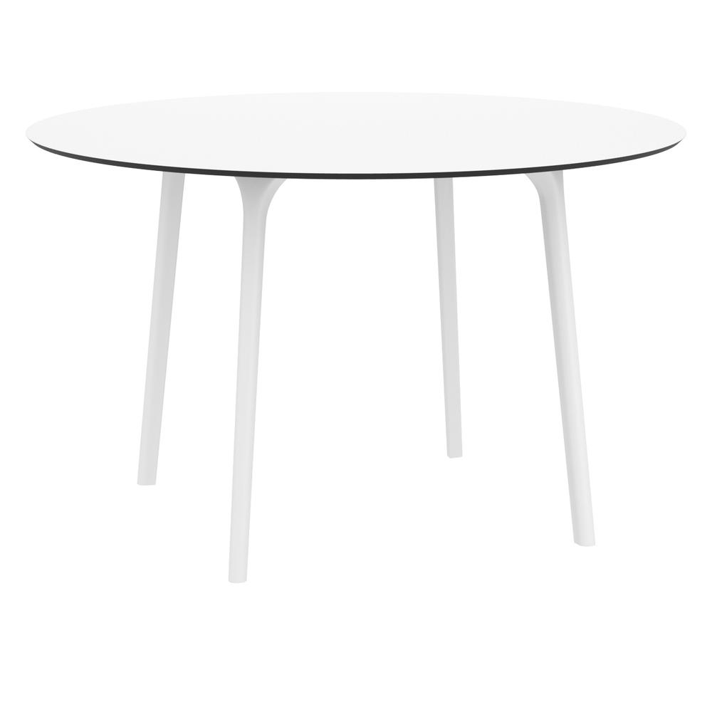 Lisa Round Dining Set with 47 inch White Table and Taupe Armcairs