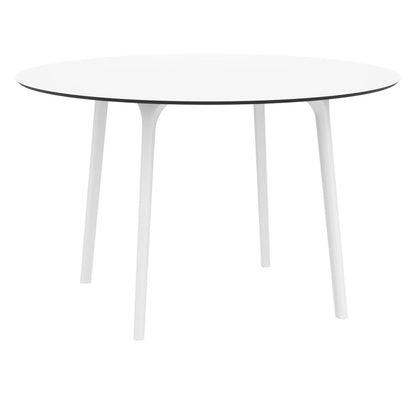 Lisa Round Dining Set with 47 inch White Table and Taupe Armcairs