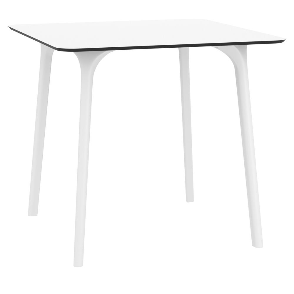 Air Maya Square Dining Set with White Table and 4 Taupe Chairs