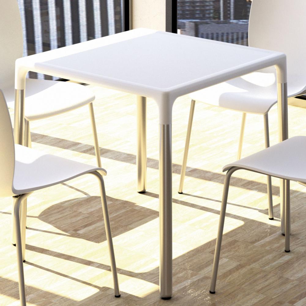 Square Dining Table, White, 28 inch, Belen Kox