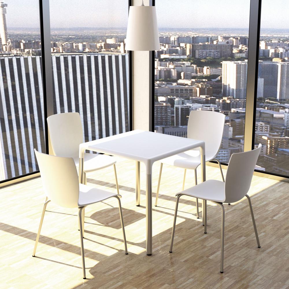 Square Dining Table, White, 28 inch, Belen Kox