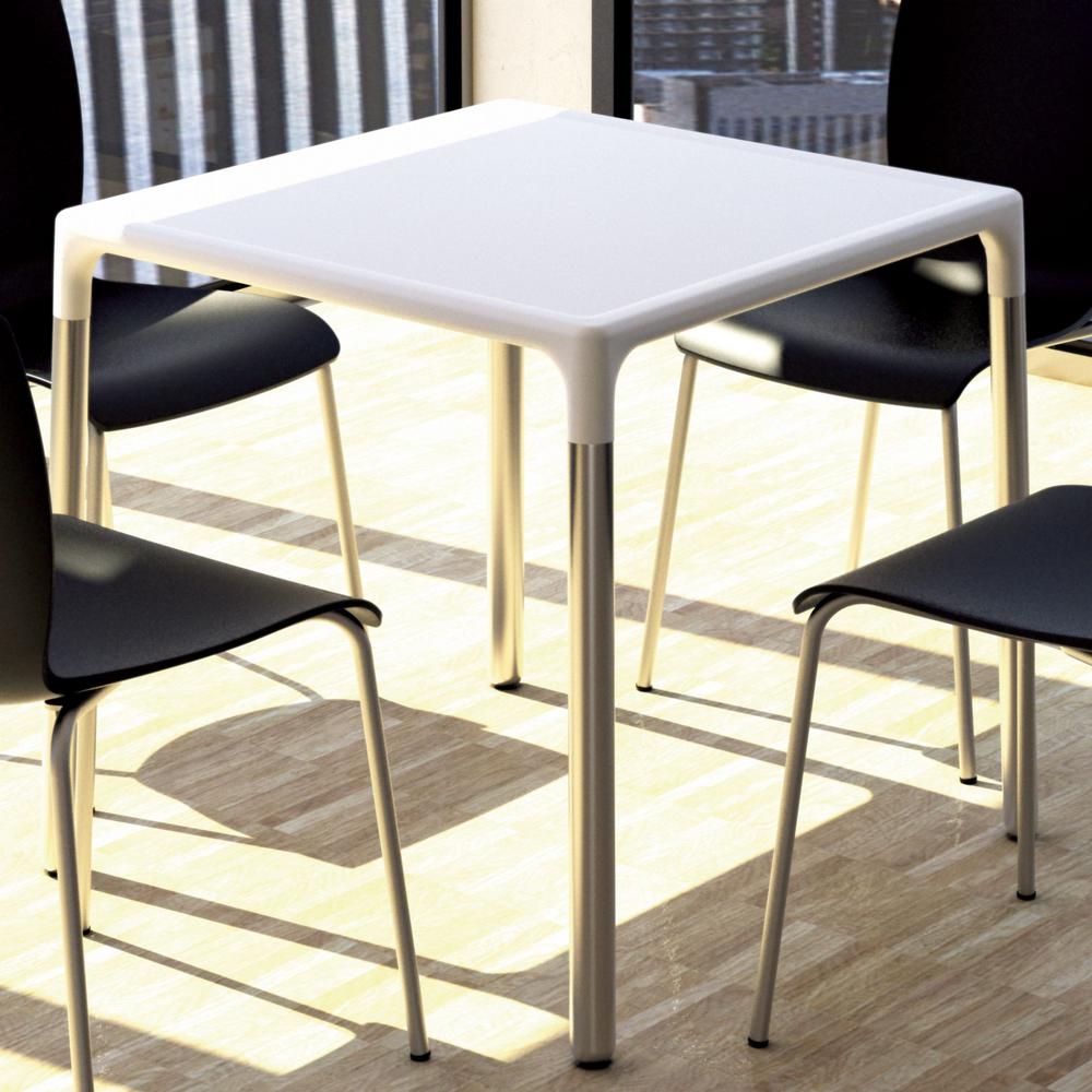 Square Dining Table, White, 28 inch, Belen Kox
