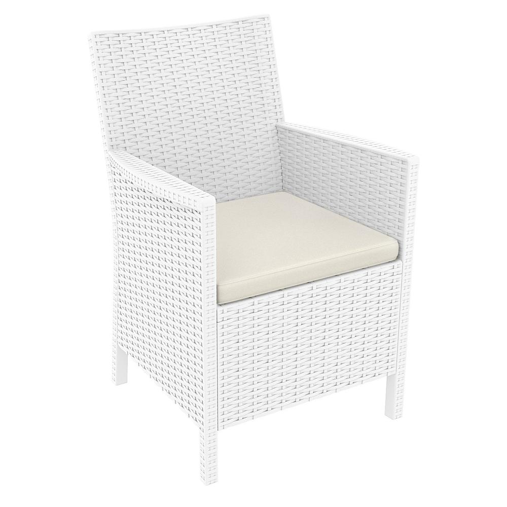 California Wickerlook Casual Seating set 7 Piece White with Sunbrella Natural Cushion