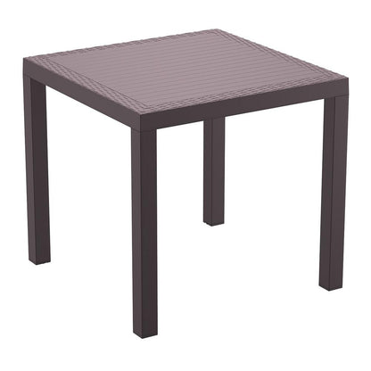 California Wickerlook Square Dining Set 5 Piece Brown with Sunbrella Natural Cushion
