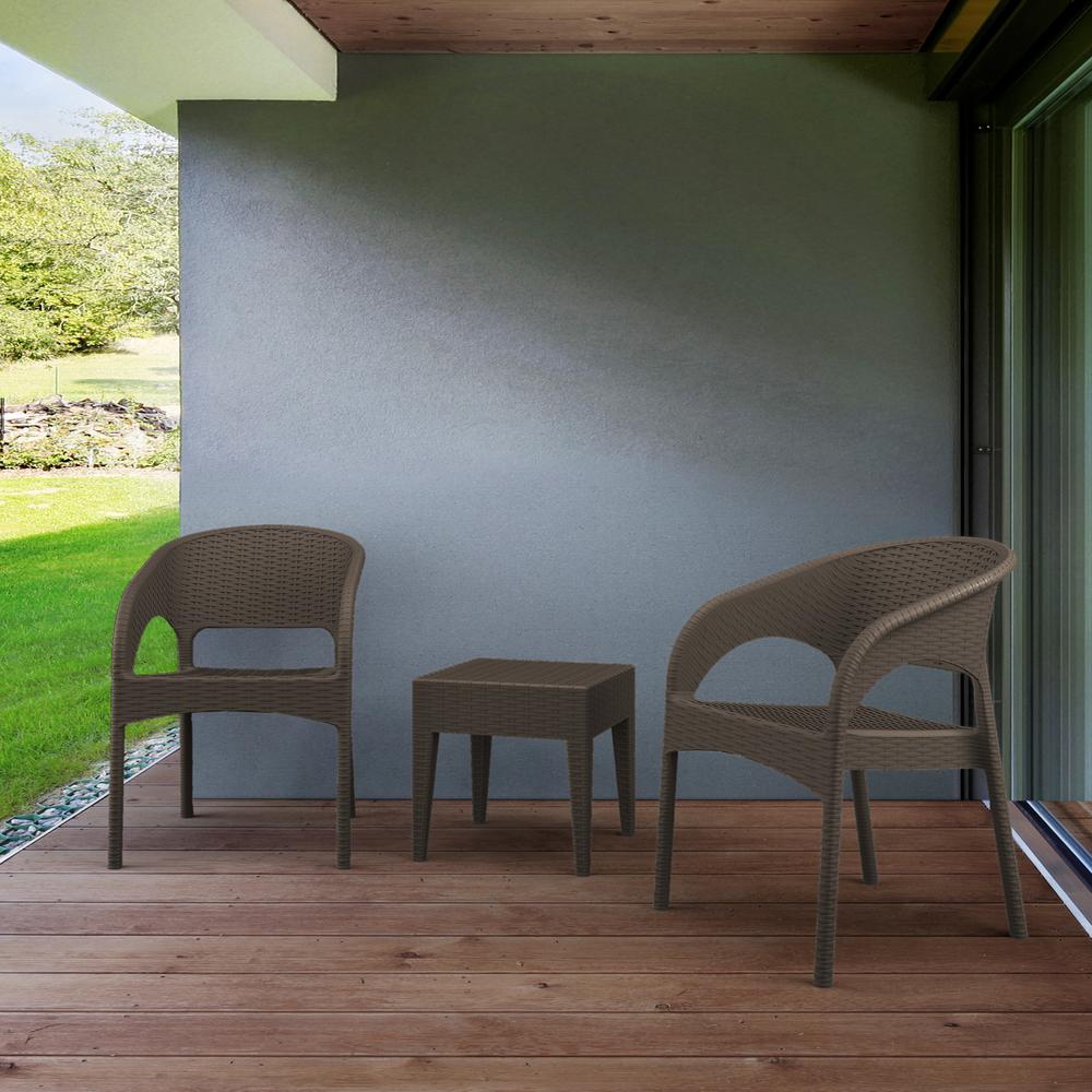 Patio Seating Set, 3 piece, Brown, Belen Kox