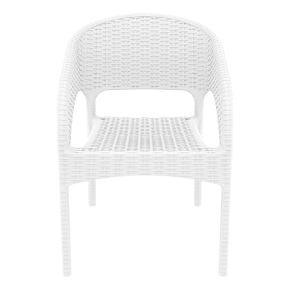 Panama Resin Wickerlook Dining Arm Chair White, Set of 2