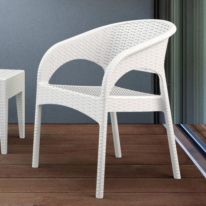 Panama Resin Wickerlook Dining Arm Chair White, Set of 2