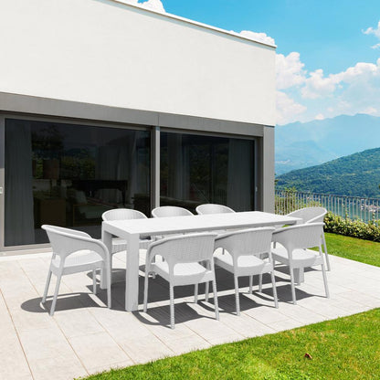 Panama Resin Wickerlook Dining Arm Chair White, Set of 2