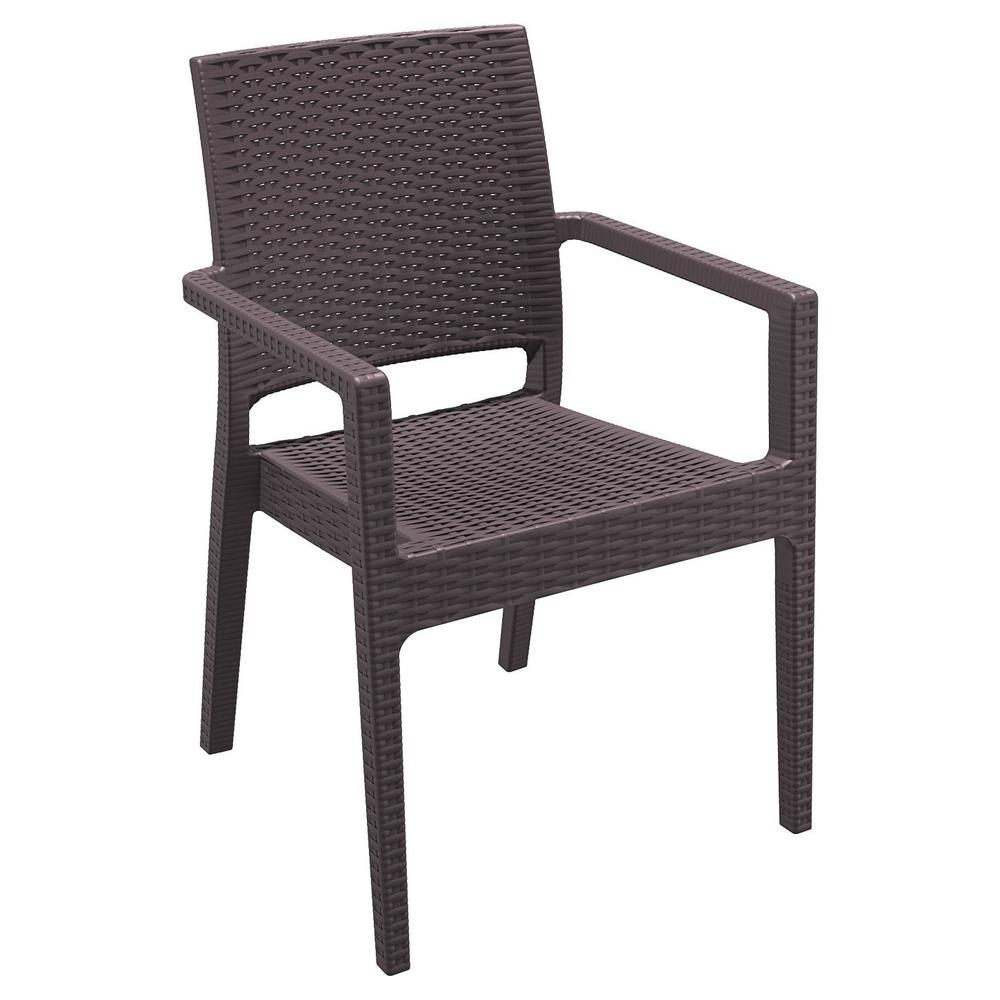 Ibiza Resin Wickerlook Dining Arm Chair Brown, Set of 2