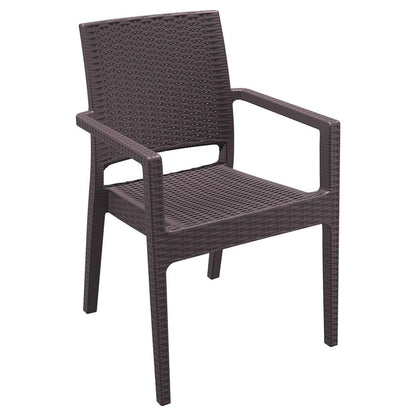 Ibiza Resin Wickerlook Dining Arm Chair Brown, Set of 2