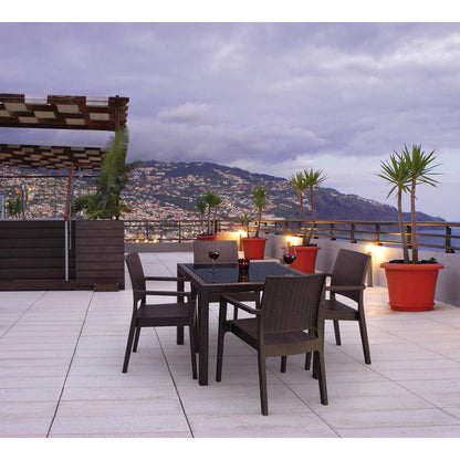 Ibiza Resin Wickerlook Dining Arm Chair Brown, Set of 2
