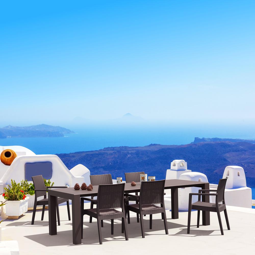 Ibiza Resin Wickerlook Dining Arm Chair Brown, Set of 2