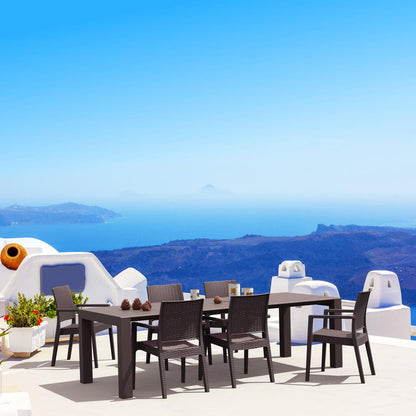 Ibiza Resin Wickerlook Dining Arm Chair Brown, Set of 2