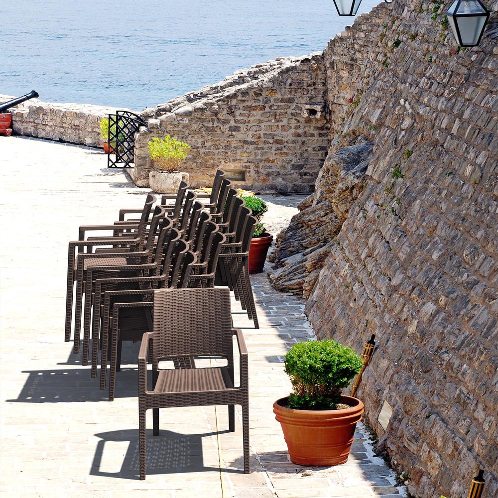 Ibiza Resin Wickerlook Dining Arm Chair Brown, Set of 2