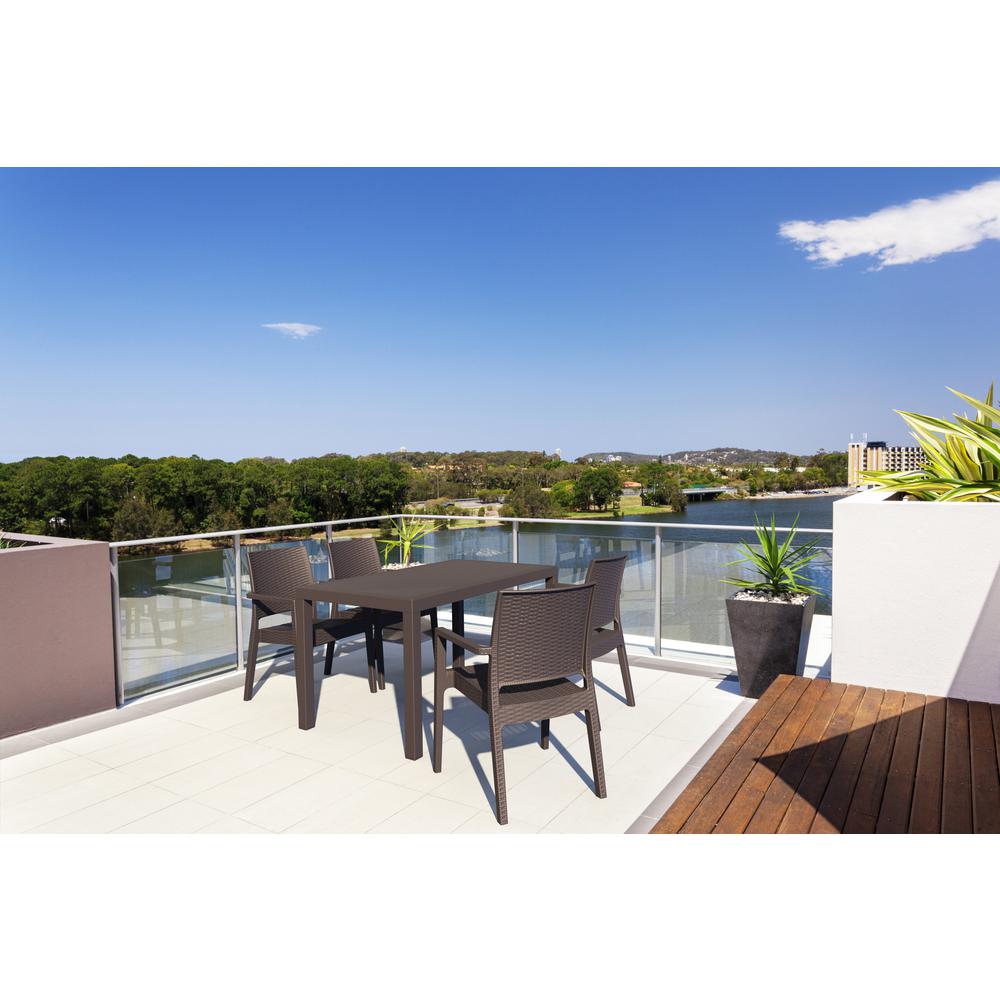 Ibiza Resin Wickerlook Dining Arm Chair Brown, Set of 2