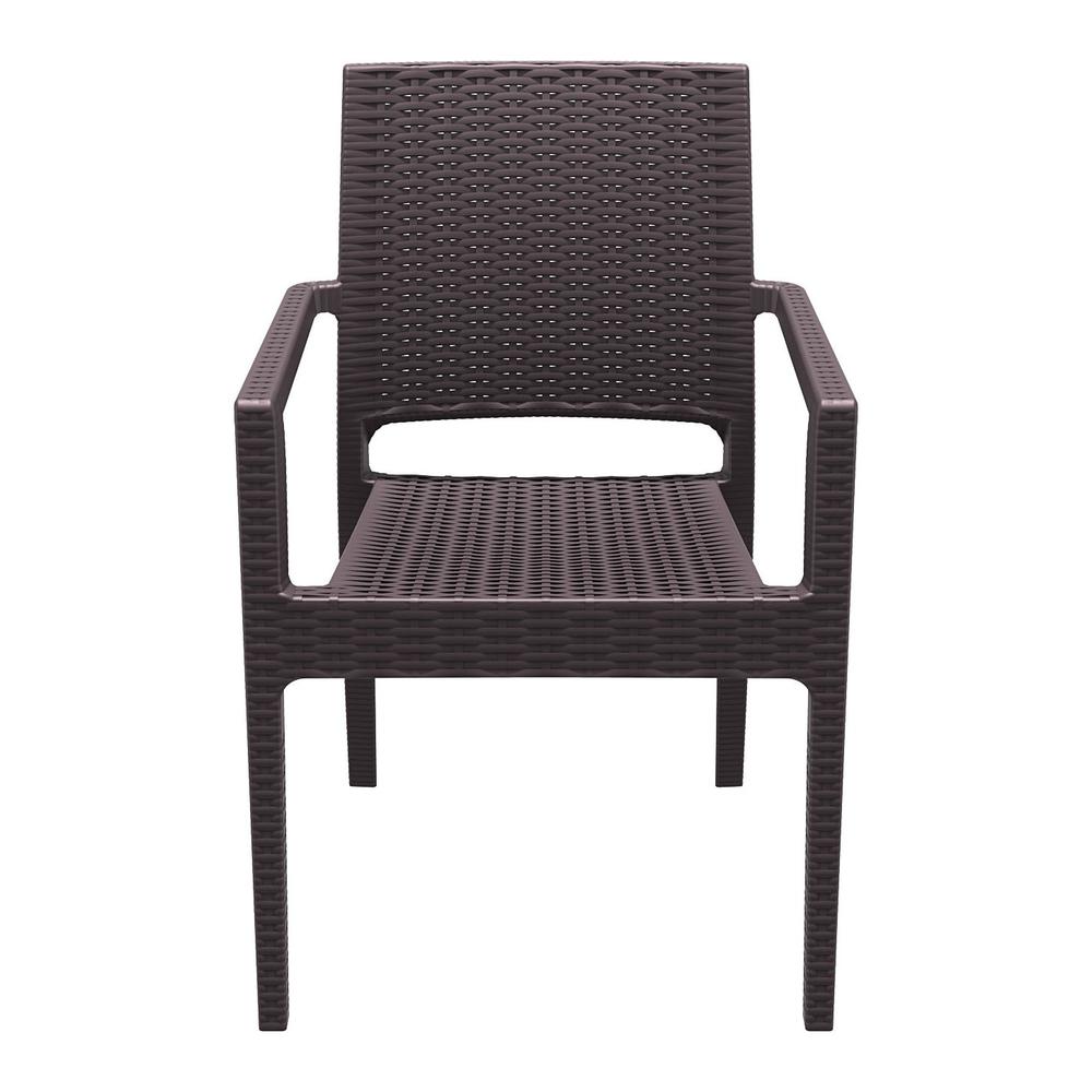 Ibiza Resin Wickerlook Dining Arm Chair Brown, Set of 2