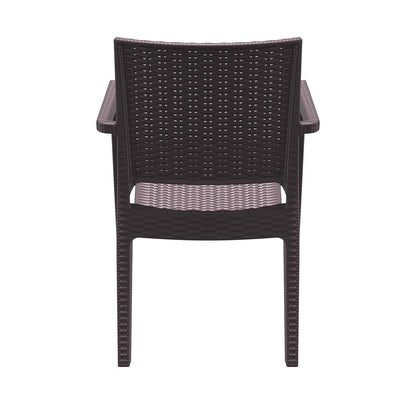 Ibiza Resin Wickerlook Dining Arm Chair Brown, Set of 2