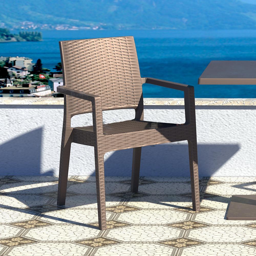 Ibiza Resin Wickerlook Dining Arm Chair Brown, Set of 2