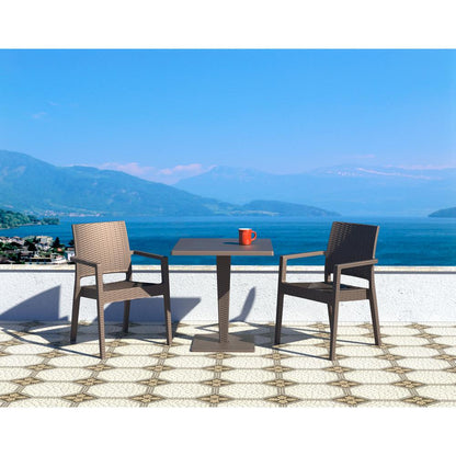 Ibiza Resin Wickerlook Dining Arm Chair Brown, Set of 2