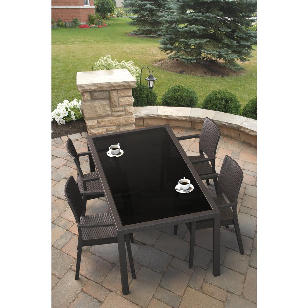 Ibiza Resin Wickerlook Dining Arm Chair Brown, Set of 2