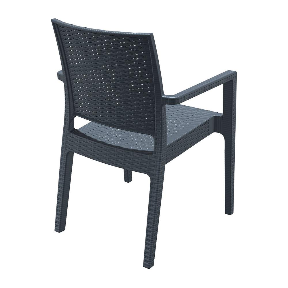 Resin Wickerlook Dining Arm Chair, Set of 2, Dark Gray, Belen Kox
