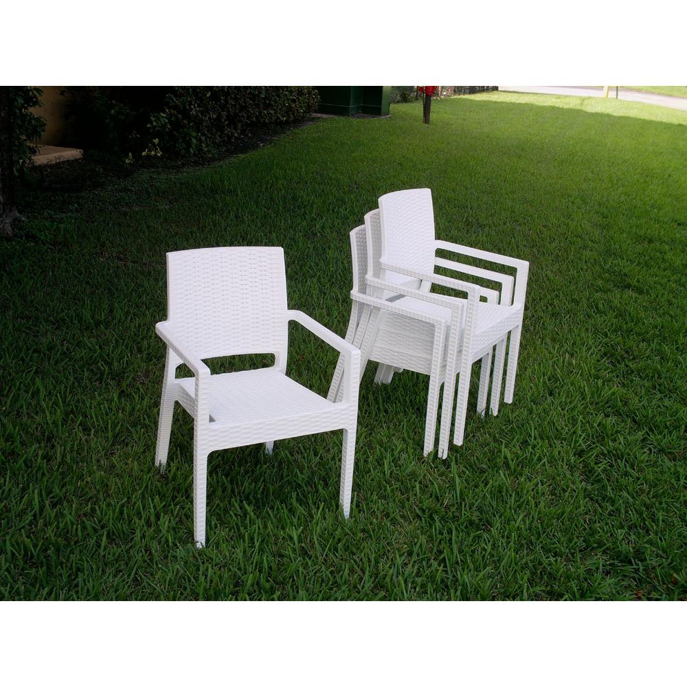 Resin Dining Arm Chair Set, White, Belen Kox