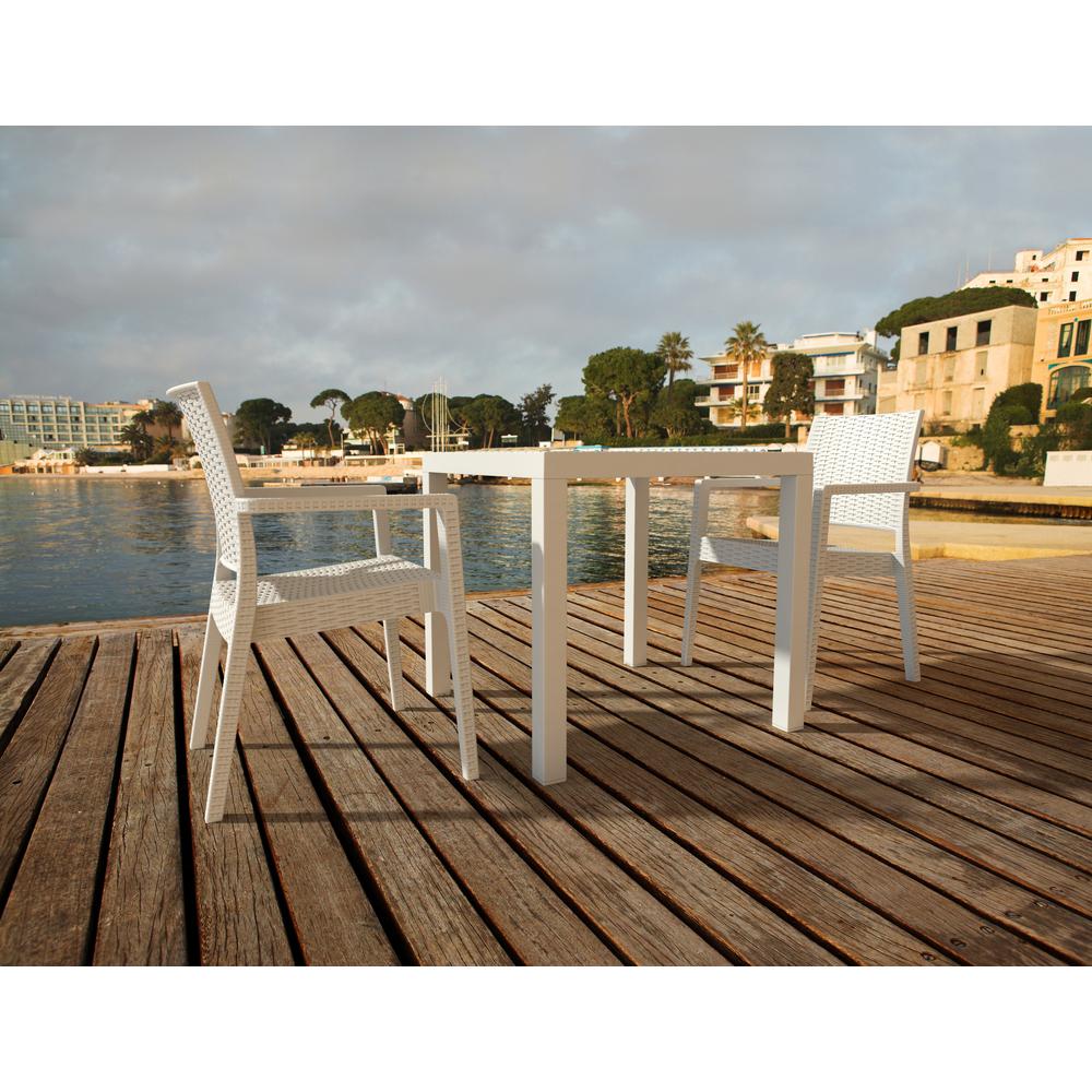 Resin Dining Arm Chair Set, White, Belen Kox