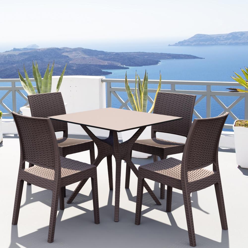 Florida Resin Wickerlook Dining Chair Brown, Set of 2