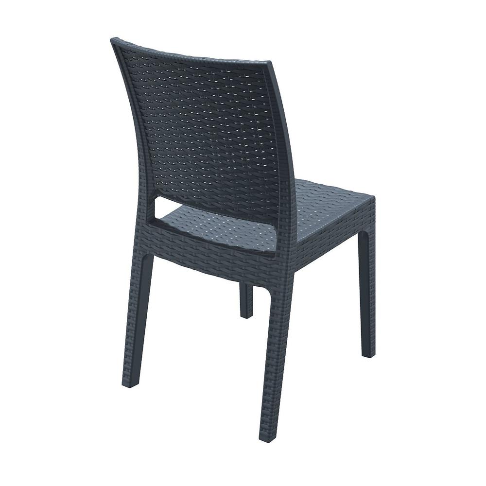 Florida Resin Wickerlook Dining Chair Dark Gray, Set of 2