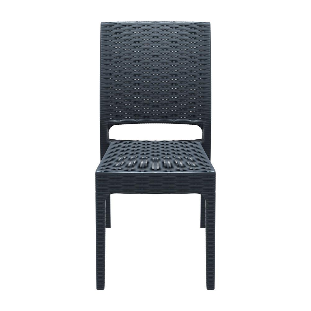 Florida Resin Wickerlook Dining Chair Dark Gray, Set of 2