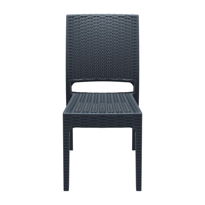 Florida Resin Wickerlook Dining Chair Dark Gray, Set of 2