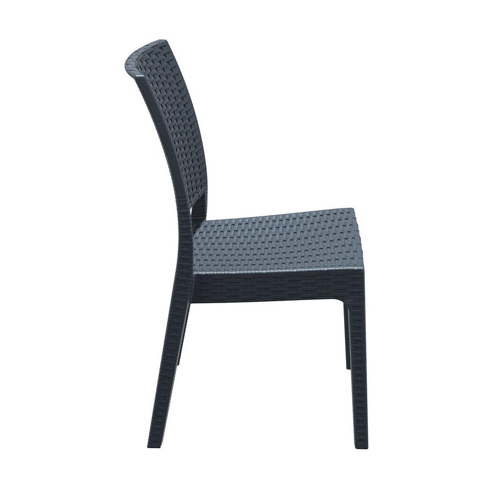 Florida Resin Wickerlook Dining Chair Dark Gray, Set of 2