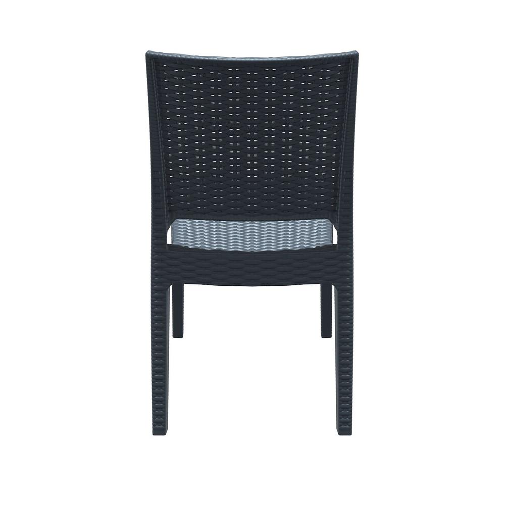 Florida Resin Wickerlook Dining Chair Dark Gray, Set of 2