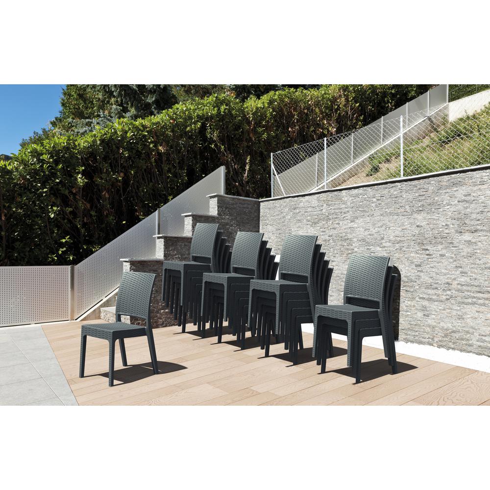 Florida Resin Wickerlook Dining Chair Dark Gray, Set of 2
